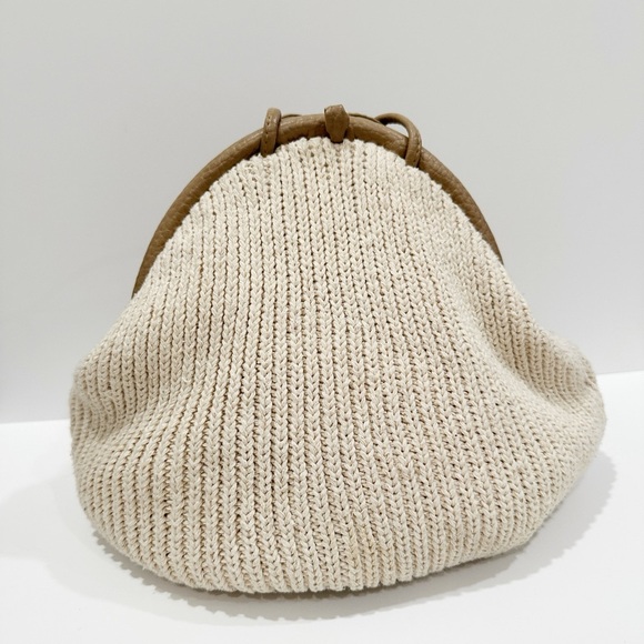 Vintage Sweater Knit Purse with Faux Leather Trim & Strap - Picture 3 of 7